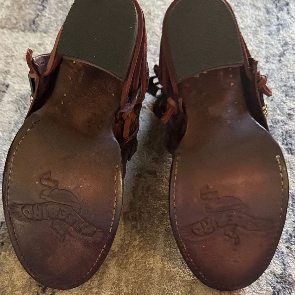 Freebird Burgundy Black Leather Strappy Boots - Picture 6 of 7